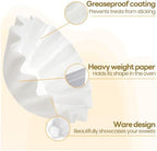 200 Pcs Wave Cupcake Liner, Flared Baking Cups, Paper Muffin Holder, Greaseproof Coated Wrappers for Tea Party Wedding Birthday Baby Shower Cake Candy Supplies (White+Brown)