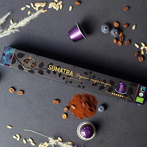 ‘Sumatra’ Organic Italian Espresso for Nespresso | 100 Organic Aluminum Capsules | Single-Origin Dark Roast | 100% Nespresso Compatible Pods | Fairtrade | Package May Vary