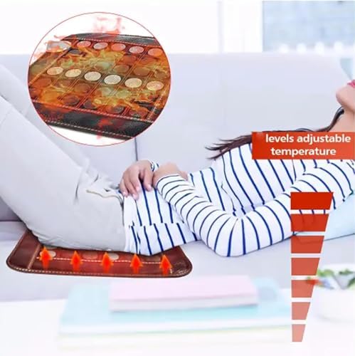 Jade Heating Pad, Far Infrared Jade Amethyst Heat Stone Mat for Back Pain, Full Body Heating Pad, Adjustable Temperature, EMF Free, Back Pain and Cramps Relief, for Home Office Whole Body