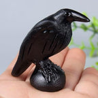 Natural Black Obsidian Raven Figurines,2 Inch Healing Crystal Animal Statues,Lucky Guardian Pocket Crow Figurines as Women’s Gifts,Raven Statues for Office Home Decor and Ornament.