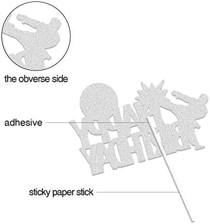 Karate Happy Birthday Cake Topper Black Glitter Kung Fu Black Belt Taekwondo Themed Party Supplies for Boys Girls Men Women