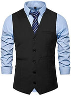 Mens Formal Business Suit Vests 5 Buttons Regular Fit Waistcoat for Suit or Tuxedo