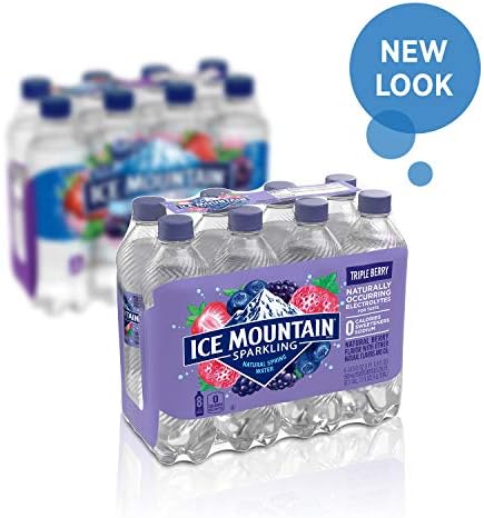 Ice Mountain Sparkling Water, Triple Berry, 16.9 oz. Bottles, 8 Count