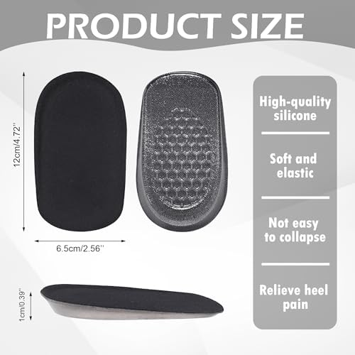 1 Pair 1cm Height Increase Insoles Self-Adhesive Invisible Heel Lift Inserts Soft Elastic Shock Absorption Heel Cushion Pads, Height Increase for Men and Women