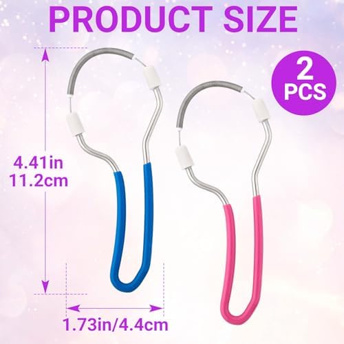 2pcs Manual Facial Hair Remover, Portable Spring Epilators Remover, Stainless Steel Removal Face Trimmers for Women Men- Blue & Pink