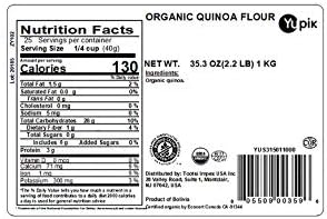 Yupik Organic Quinoa Flour, 2.2 lb (35.3 oz), USDA Certified, Gluten-Free, Non-GMO, Vegan, Kosher, Finely Ground from White Quinoa Seeds, White Flour Alternative for Baking & Cooking