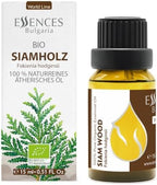 Essences Bulgaria Organic Siam Wood Essential Oil 15ml (0.51 Fl Oz) | Fokienia hodginsii | 100% Pure, Natural, Undiluted | Aromatherapy, Cosmetics | Vegan, Non-GMO, Cruelty-Free