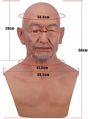 EQAIWUJIE silicone Mask Face Full Head Realistic Old Man Mask Halloween Masks Cosplay Party