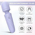 Handheld Personal Mini Massager Tool– Waterproof, USB Rechargeable, 10 Vibration - Perfect on Back Legs Hand Pains and Sports Recovery(Gray Purple)