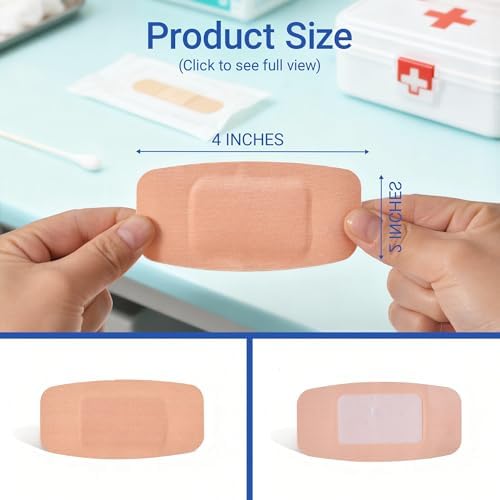 600 Pack Large Adhesive Fabric Bandages,2"x4" Flexible Wound Bandages,Breathable Strong Hold for First Aid & Wound Care