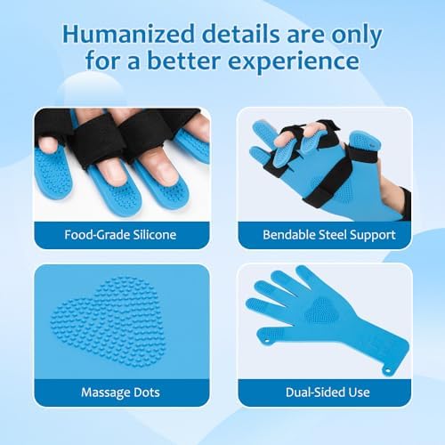 Resting Hand Splint for Stroke Support – Adjustable Finger Separator Brace for Spasticity & Contracture, Helps Prevent Finger Curling & Stiffness,Suitable for Adults, Elderly