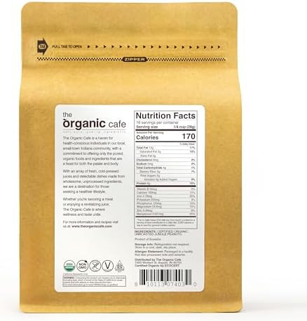 The Organic Cafe Organic Jungle Peanuts, Wild Heirloom Variety - 16 ounce (1-pound) Non-GMO - Vegan - Kosher