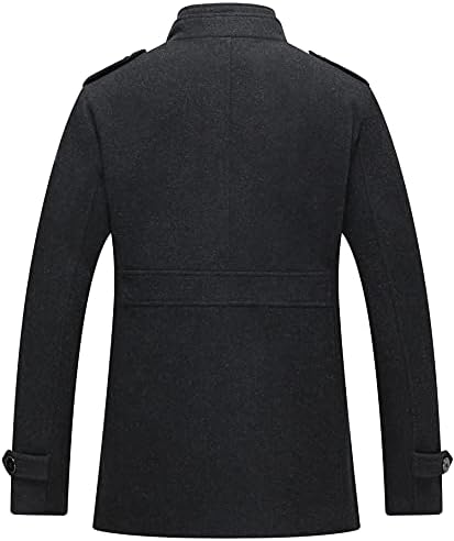 wantdo Men's Wool Blend Jacket Stand Collar Windproof Pea Coat