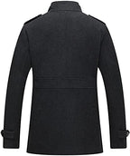 wantdo Men's Wool Blend Jacket Stand Collar Windproof Pea Coat
