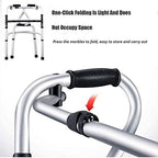 Folding Walkers, Lightweight Aluminum Alloy Rehabilitation Auxiliary Toilet Frames with Padded Seat and Wheels, Height Adjustable Elderly Walking Mobility Aid