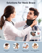 Neck Brace Cervical Collar - Neck Support Brace for Sleeping, Soft Foam Wraps Keep Vertebrae Stable and Aligned for Relief of Cervical Spine Pressure Black Medium(12.6-15.8 Inch)