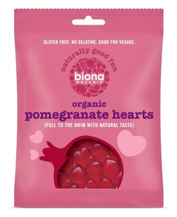 Biona Organic Vegan Pomegranate Hearts 75g-10 Pack