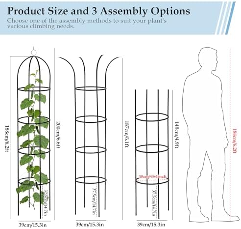 100% Metal 6.6ft Obelisk Trellis for Climbing Plants Outdoor 2PK, Garden Tower Trellis for Potted Plants Indoor with Twist Tie and Butterflies, Plant Support for Clematis Tomato Cucumber