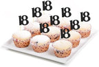 Sotpot 30 Pack Happy 18th Cupcake Toppers 18 Birthday Cake Decorations for 18th Birthday Wedding Anniversary Party Supplies Black Glitter
