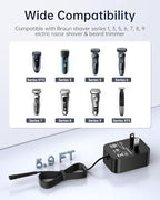WUKUR 12V Charger Compatible with Braun Shaver Series 3/7/5/1/9, Charging Cord for Braun Electric Razor Shaver Trimmer 3040s, 310s, 340S, 5190cc, 5040s, 740S, 7865, 9290cc, 9095cc Replacement Adapter