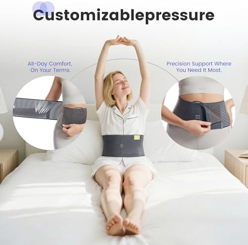 Umbilical Hernia Belt for Men and Women - Hernia Support for Men with 2 Compression Pad (inguinal, femoral, incisional) - Abdominal Binder Post Surgery and Postpartum （L/XL）
