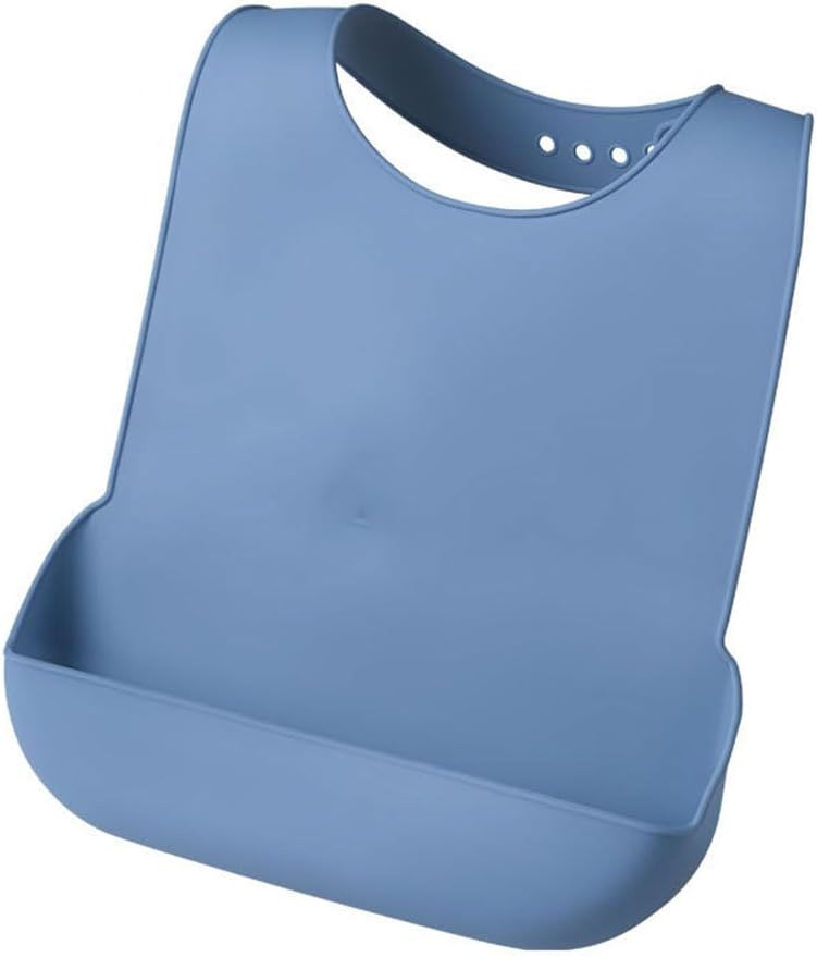 Adult Bibs for Elderly(2 Pack), Eating Adjustable Bib with Food Catcher Pocket, Comfortable and Easy to Clean Silicone Bibs with Easy to Use Button Closure