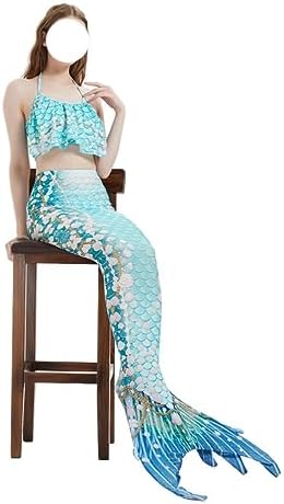 LVTFCO Adult Fishtail Princess Dress 3-piece Set， Halloween Top And Pants Beachwear Mermaid Stage Costumes