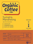 The Organic Coffee Co. Sumatra Mandheling Whole Bean Coffee 2LB (32 Ounce) Medium Light Roast USDA Organic