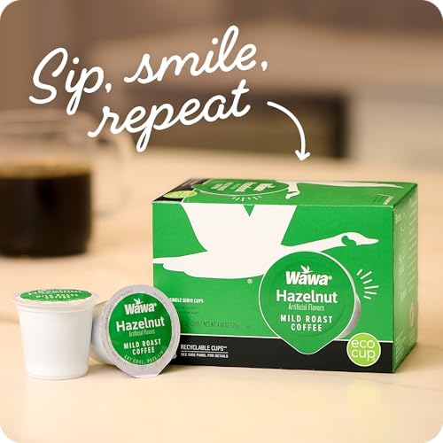 Wawa Mild Roast Single Cup Hazelnut Coffee Pods, 12 Pods, 1 Box, Lightly Roasted, Nutty Smooth Balanced Blend, Single Serve, 100% More Responsibly Sourced from Rainforest Alliance Certified Farms