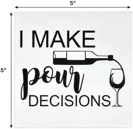 Gift Boutique 100 Pcs I Make Pour Choices Cocktail Beverage Napkins Disposable Funny Paper Dessert Napkin for Wine Bar Birthday Party Supplies