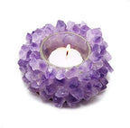 Handmade Natural Amethyst Cluster Quartz Crystal Healing Votive Candle Holder Gemstone Tealight Holder Home Decor Reiki Stone