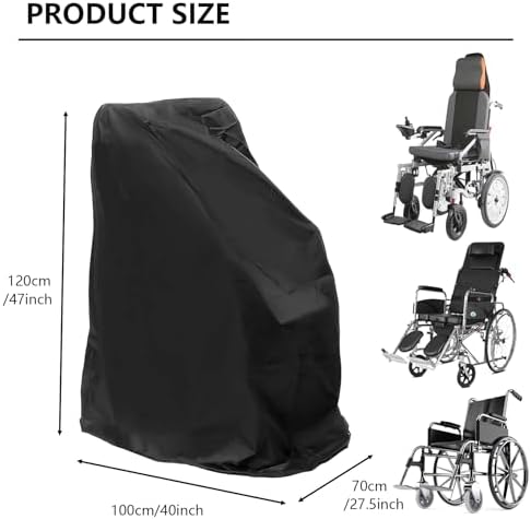 Wheelchair Cover, Electric Wheelchair Cover Waterproof, Mobility Scooter Storage Cover for Travel Power Wheelchair Dust Protective Cover with Storage Bag ((L):40"L x 27.5"W x 47"H)