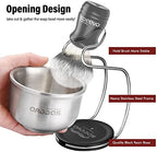 Anbbas Synthetic Badger Shaving Brush Set, 4IN1 Shaving Kit with Stainless Steel Shaving Stand and Lathering Foam Bowl, 3.5OZ Natural Shaving Soap Puck Refill for Men Wet Close Shave