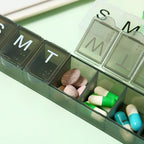 2 Pack Weekly (7-Day) Pill Organizer, 7 Days Pill Case Travel Daily Pill Box Portable Medicine Organizer and Planner with Compartment for Vitamins, Fish Oil, Supplements and Medication(Black&White)