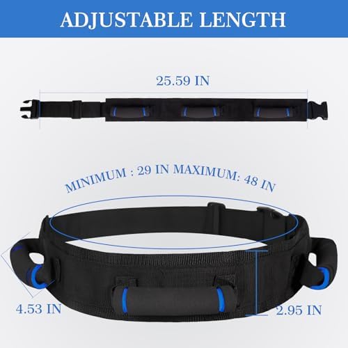 Gait Belt for Seniors, Transfer Belt with Handles, Safety Gate Belt for Elderly Lift Belts Physical Therapy with Quick Release Buckle Standing Aids & Support for Elderly Handicap Patient Care (Black)