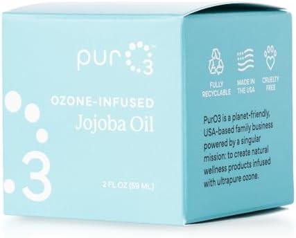 PurO3 Ozonated Jojoba Oil – Pure, Natural, Organic Skincare for Face & Body – Oxygenated Healing Lotion, Moisturizer & Beauty Cream in a Glass Jar – O3 Therapy Salve, 2 oz