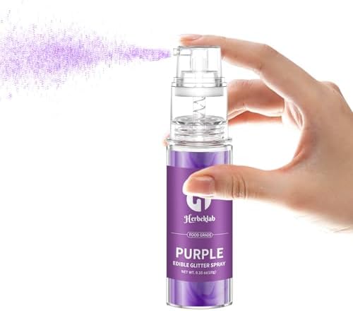 Purple Edible Glitter Spray - 10g Edible Purple Glitter for Cakes Food Grade Metallic Shimmer Powder Cake Sprinkles for Cookie Decorating Chocolate Strawberry