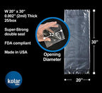 RESILIA Plastic, Leak-Proof Shipping Bags for Live Fish - 20" x 30" 2 Mil, 0.002 Inch, Double Bottom Seal, for Freshwater & Saltwater Fish, Case of 25