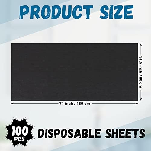 Kinlop 100 Pieces 31.5 x 71 Inch Disposable Bed Sheets Breathable Massage Table Cover Black Tattoo Drape Sheets Fabric Non-woven Bed Cover for Travel Spa Hotel Salon(Unperforated)