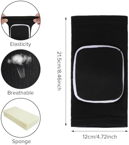 COMNICO Arm Brace Pads Elbow Protector Strap Pair, Breathable Anti-Collision Sponge Tendonitis Fitness Volleyball Basketball Tennis Golfers Knee Support Band for Kids Men Women Elderly(Black with white edges)
