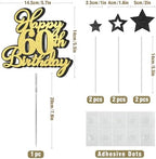 Happy 60th Birthday Cake Topper 60 Birthday Cake Decorations, Happy 60th Birthday Anniversary Party Cake Decorations for Men Women, Black Gold Glitter