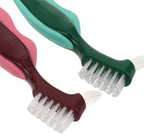 Double-Head Dentures Cleaning Brush 2Pcs Set Hard Bristle Dental Toothbrush Tool for Deep Cleaning Oral Appliance Prosthesis Care for Adults
