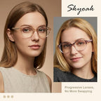 SKYOAK 2 Pack Vibrant Progressive Multifocus Reading Glasses Women, Stylish Spring Hinge Multifocal Readers, Lightweight Anti Blue Light Computer Eyeglasses for Near Range (Pink & Tortoise, 2.5x)