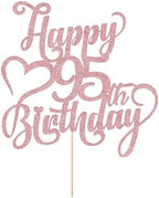 Rose gold Glitter Happy 95th Birthday Cake Topper - 95 Anniversary/Birthday - Hello 95, Cheers to 95 Years,95 & Fabulous Cake Topper Party Decoration