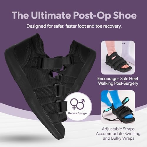 BraceAbility Post Op Shoe Foot Brace - Adjustable Orthopedic Medical Walking Boot for Broken Toe, Stress Fracture Injuries, Universal Cast Shoe for Men or Women After Foot Surgery Recovery (L - Male)
