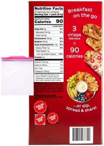 Noniis Cranberry Almond Crisps 15 pk. 11.1 oz w/A Storage Bag