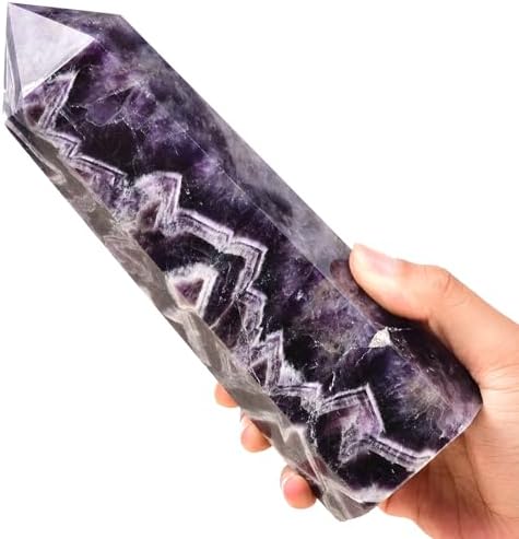 Large Dream Amethyst Healing Crystal Wand Point Obelisk Tower 6 Faceted Reiki Chakra Meditation Therapy 1.5-2.0 LBS