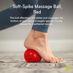 Soft-Spike Massage Ball, Trigger Point Therapy Ball for Muscle Tension Relief, Plantar Fasciitis, Myofascial Release, 9cm, Red