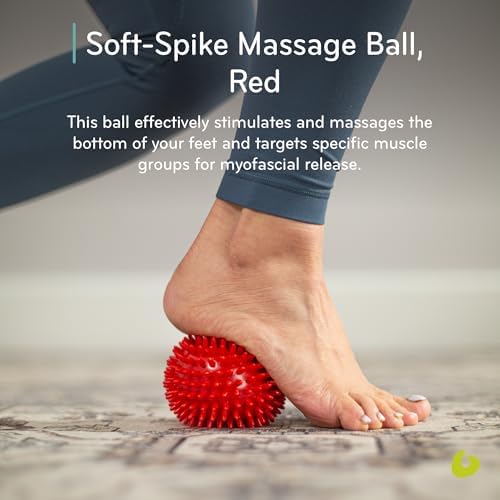 Soft-Spike Massage Ball, Trigger Point Therapy Ball for Muscle Tension Relief, Plantar Fasciitis, Myofascial Release, 9cm, Red