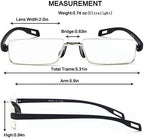 EYEURL Half Frame Reading Glasses Blue Light Blocking Computer Readers for Men Women Lightweight Anti Glare TR90 Black 2.0